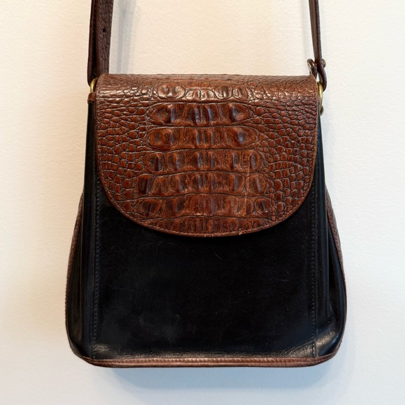 Vintage Black & Brown Alligator Leather Crossbody - Picture 1 of 13